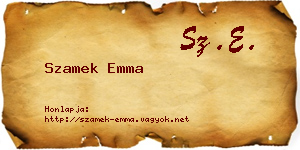 Szamek Emma névjegykártya